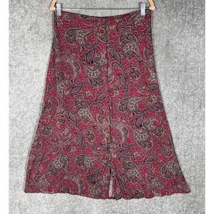 American Collection Maxi Skirt Womens Size 14 Red Paisley Button Front Vintage